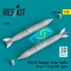 RESKIT RS32-0530 BLG-66 Belouga cluster bombs (2 pcs) (3D Printed) 1/32